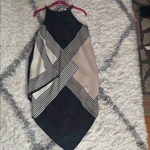 RACHEL Rachel Roy Black and Cream Asymmetrical Dress